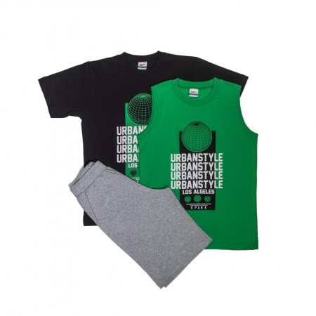 Spark Sportswear Παιδικό Σετ 3τμχ μαύρο/ πράσινο/ γκρι 3070 Spark Sportswear Παιδικό Σετ 3τμχ μαύρο/ πράσινο/ γκρι 3070