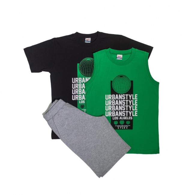 Spark Sportswear Παιδικό Σετ 3τμχ μαύρο/ πράσινο/ γκρι 3070