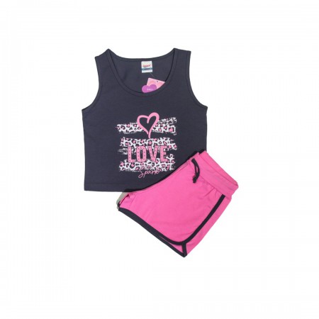 Spark Sportswear Παιδικό Σετ Σορτς ανθρακί/ ροζ 3405 Spark Sportswear Παιδικό Σετ Σορτς ανθρακί/ ροζ 3405