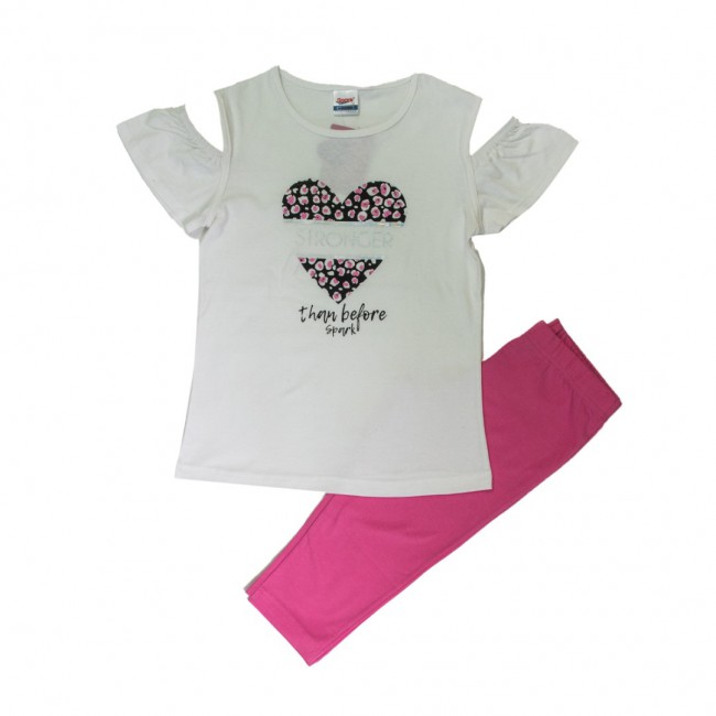 Spark Sportswear Παιδικό Σετ Καπρι Κολάν μαύρο/ ροζ 3450