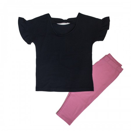 Spark Sportswear Παιδικό Σετ Καπρι Κολάν μαύρο/ σάπιο μήλο 3470