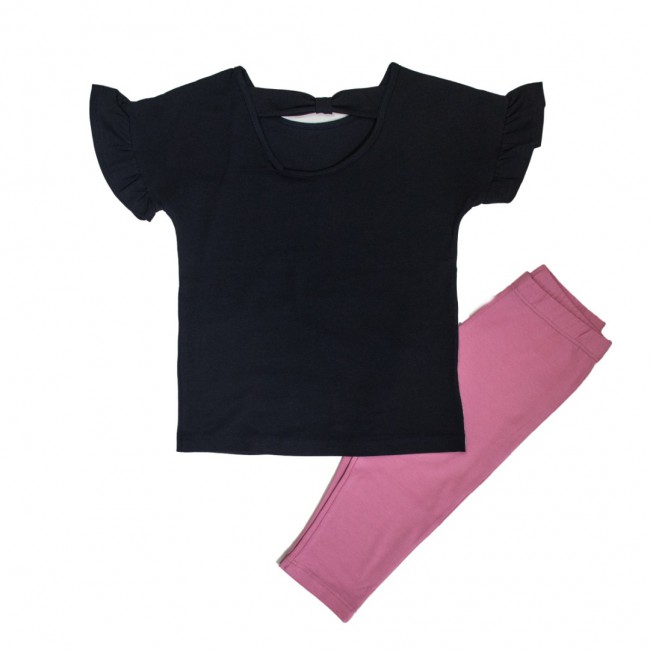 Spark Sportswear Παιδικό Σετ Καπρι Κολάν μαύρο/ σάπιο μήλο 3470