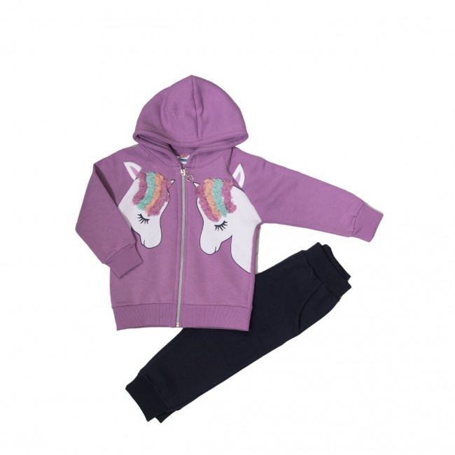 Spark Sportswear Παιδικό Σετ Φόρμα Ζακέτα Μονόκερος μωβ/ σκούρο μπλε 4662