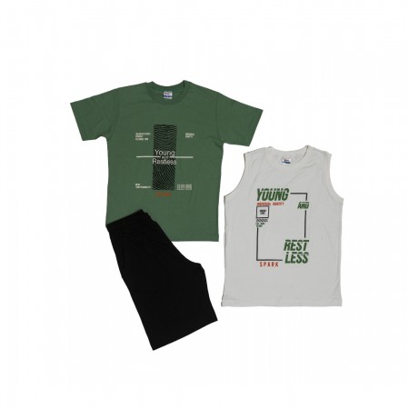 Spark Sportswear Παιδικό Σετ 3τμχ πράσινο/ λευκό/ μαύρο 5060