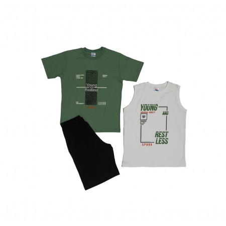 Spark Sportswear Παιδικό Σετ 3τμχ πράσινο/ λευκό/ μαύρο 5060