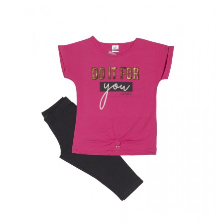 Spark Sportswear Παιδικό Σετ Καπρι Κολάν φούξια/ ανθρακί 5470