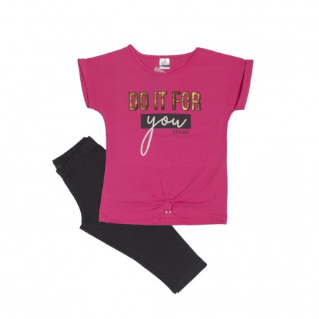 Spark Sportswear Παιδικό Σετ Καπρι Κολάν φούξια/ ανθρακί 5470