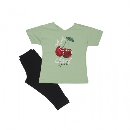 Spark Sportswear Παιδικό Σετ Καπρι Κολάν φυστικί/ μαύρο 5475