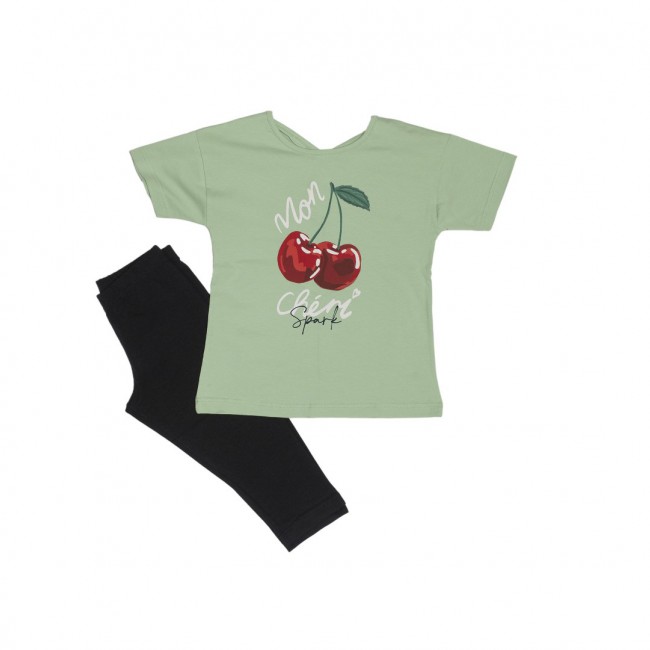 Spark Sportswear Παιδικό Σετ Καπρι Κολάν φυστικί/ μαύρο 5475
