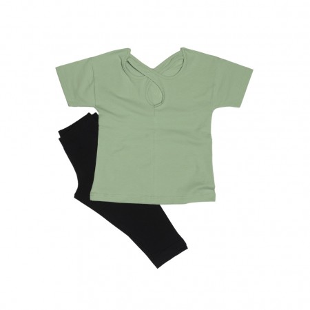 Spark Sportswear Παιδικό Σετ Καπρι Κολάν φυστικί/ μαύρο 5475