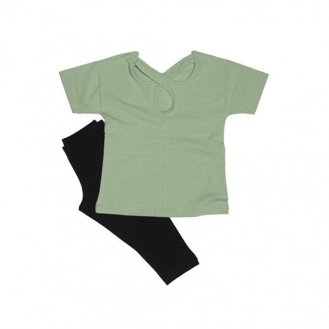 Spark Sportswear Παιδικό Σετ Καπρι Κολάν φυστικί/ μαύρο 5475