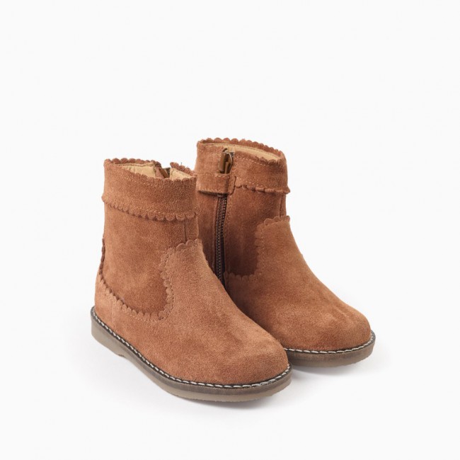 ZIPPY Μποτάκι Suede Camel Leather 31075128005