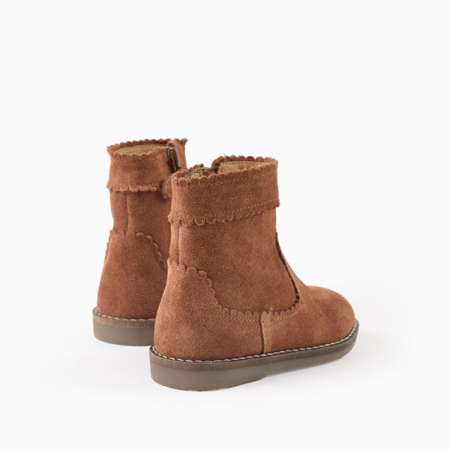 ZIPPY Μποτάκι Suede Camel Leather 31075128005