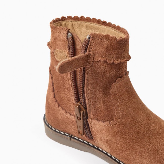 ZIPPY Μποτάκι Suede Camel Leather 31075128005